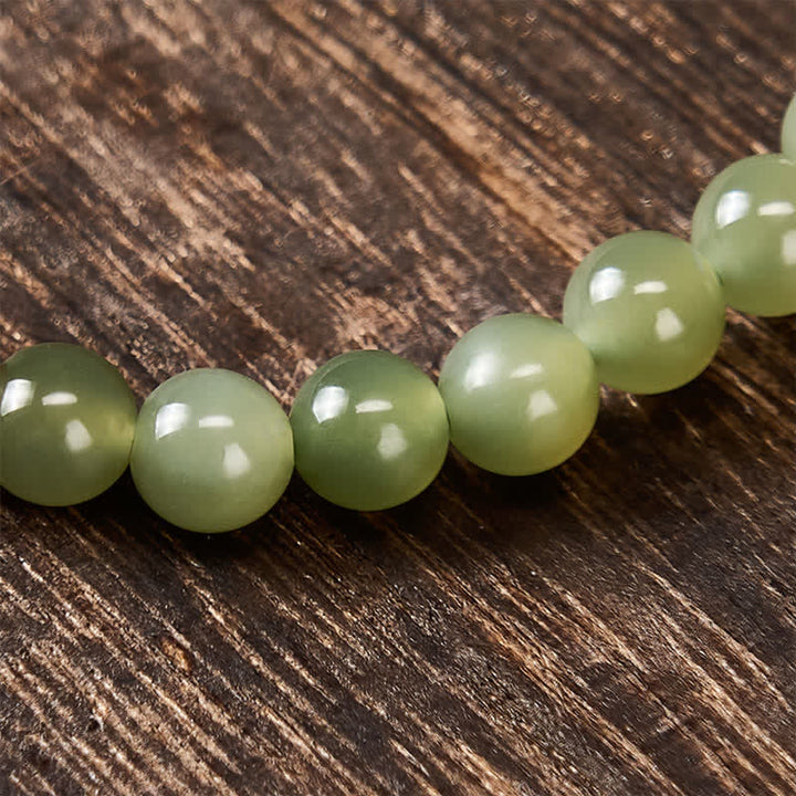 Buddha Stones Bracelet porte-bonheur en jade Hetian naturel à perles rondes dégradées - image 11