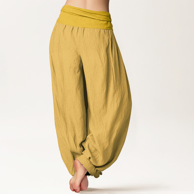 Pantalon sarouel taille élastique en pur coton pour femme Buddha Stones Goldenrod - image 1