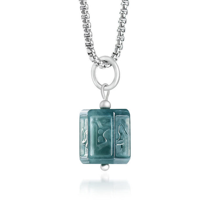 Buddha Stones Collier pendentif carré Jade Om Mani Padme Hum Sagesse - image 2