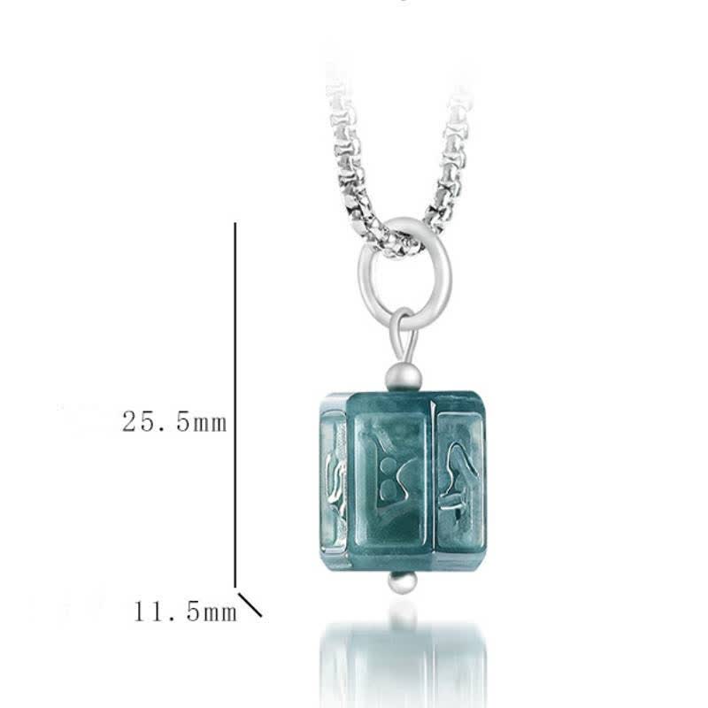 Buddha Stones Collier pendentif carré Jade Om Mani Padme Hum Sagesse - image 8