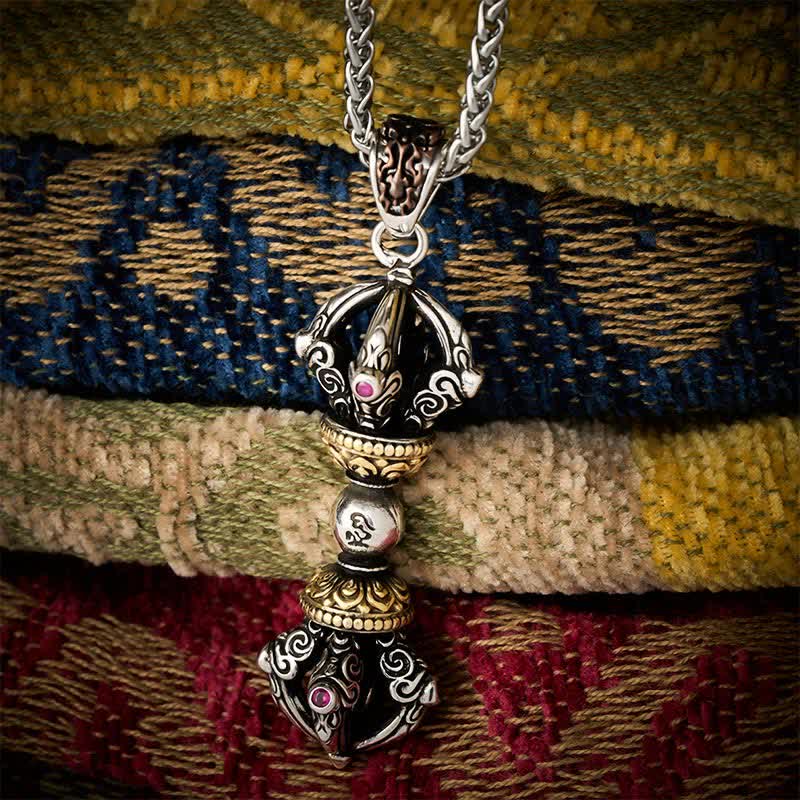 Buddha Stones Collier pendentif Vajra en cuivre tibétain pour l'ancrage et le pouvoir spirituel - image 1