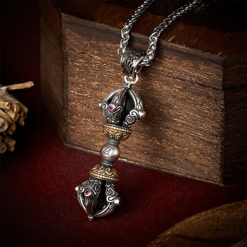 Buddha Stones Collier pendentif Vajra en cuivre tibétain pour l'ancrage et le pouvoir spirituel - Conception Vajra - image 0