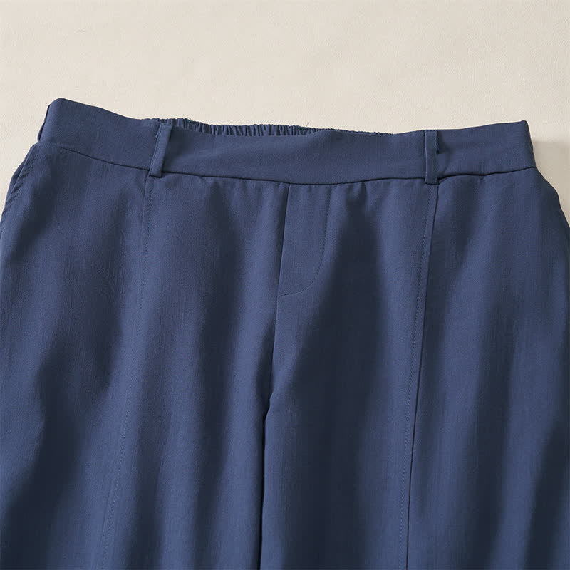 Buddha Stones Pantalon basique décontracté printemps-été, coupe 7/8, jambes droites, poches - image 2