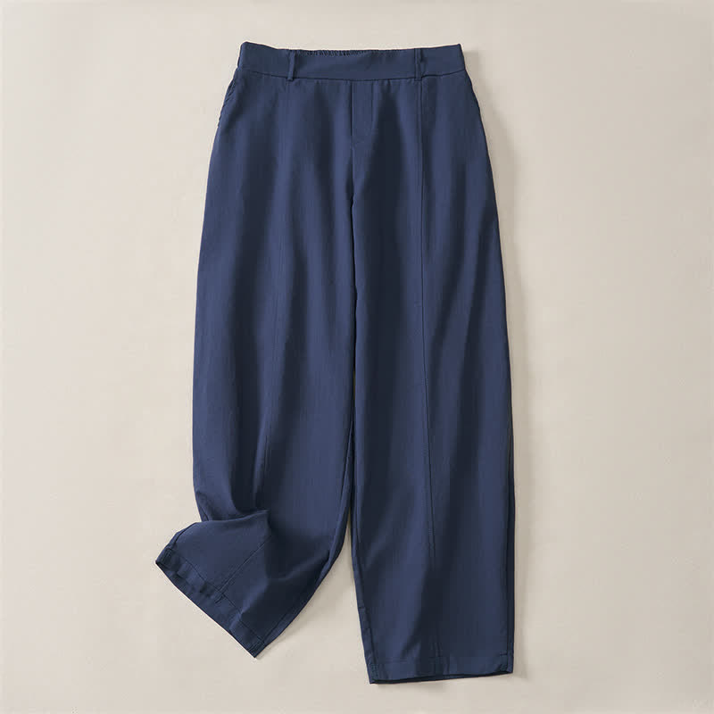 Buddha Stones Pantalon basique décontracté printemps-été, coupe 7/8, jambes droites, poches - Bleu ardoise foncé - US14, UK/AU18, EU46 (2XL) - image 0