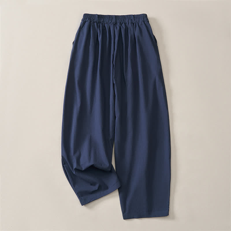 Buddha Stones Pantalon basique décontracté printemps-été, coupe 7/8, jambes droites, poches - image 1