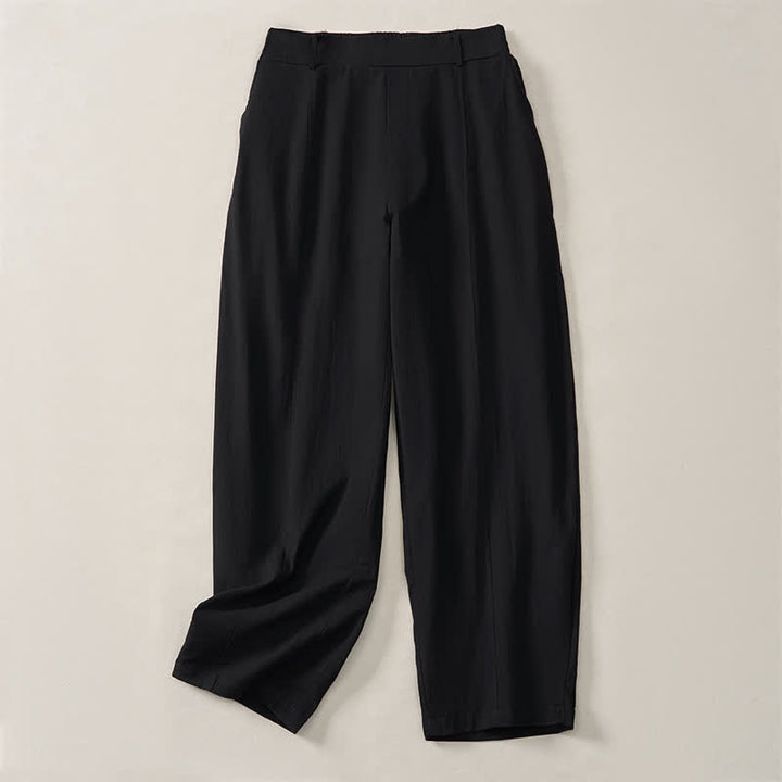 Buddha Stones Pantalon basique décontracté printemps-été, coupe 7/8, jambes droites, poches - image 11