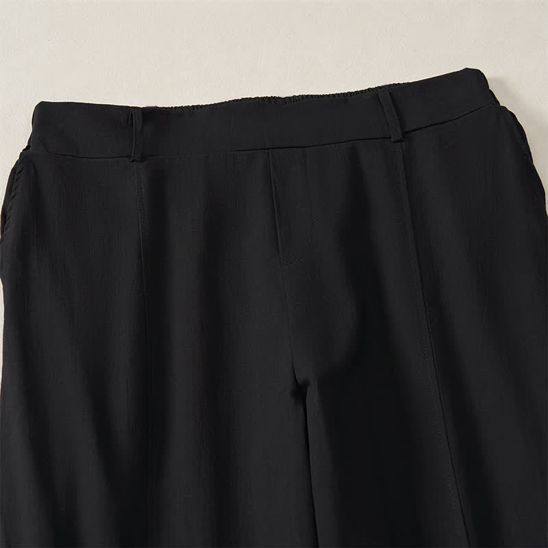 Buddha Stones Pantalon basique décontracté printemps-été, coupe 7/8, jambes droites, poches - image 12