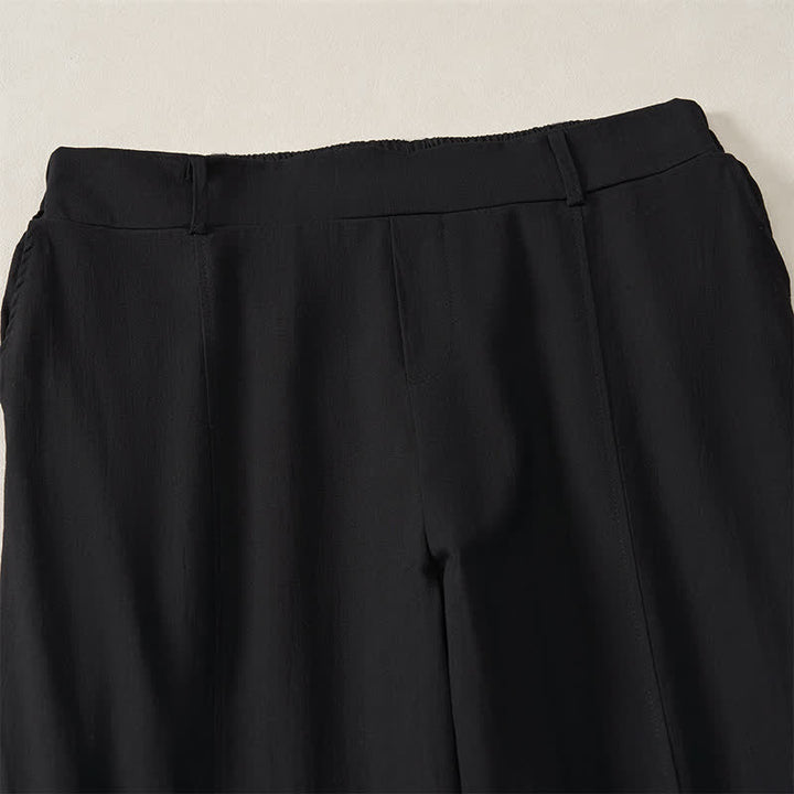 Buddha Stones Pantalon basique décontracté printemps-été, coupe 7/8, jambes droites, poches - image 12