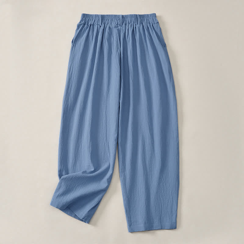 Buddha Stones Pantalon basique décontracté printemps-été, coupe 7/8, jambes droites, poches - image 19