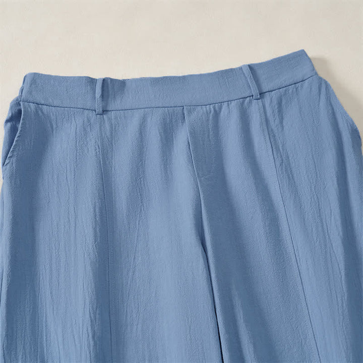 Buddha Stones Pantalon basique décontracté printemps-été, coupe 7/8, jambes droites, poches - image 20