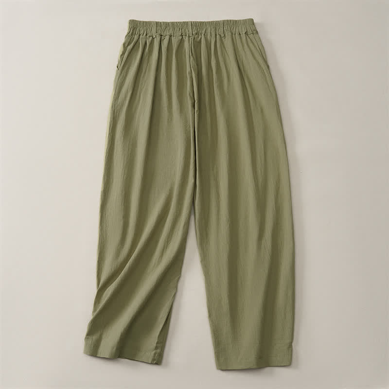 Buddha Stones Pantalon basique décontracté printemps-été, coupe 7/8, jambes droites, poches - image 26