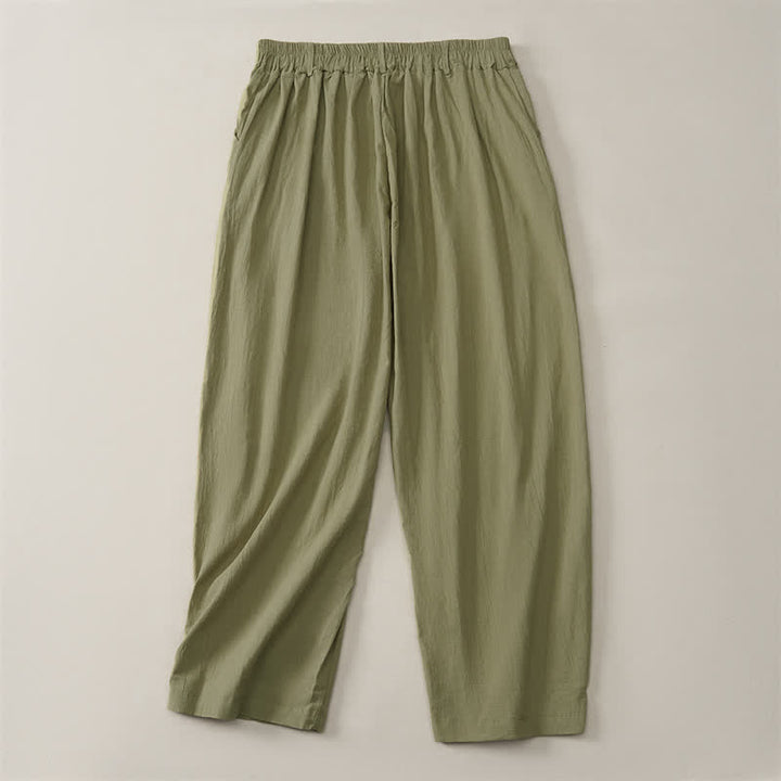 Buddha Stones Pantalon basique décontracté printemps-été, coupe 7/8, jambes droites, poches - image 26