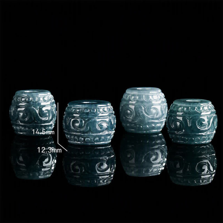 Buddha Stones Collier avec pendentif tonneau Harmony gravé en jade et chaîne en acier titane - image 4