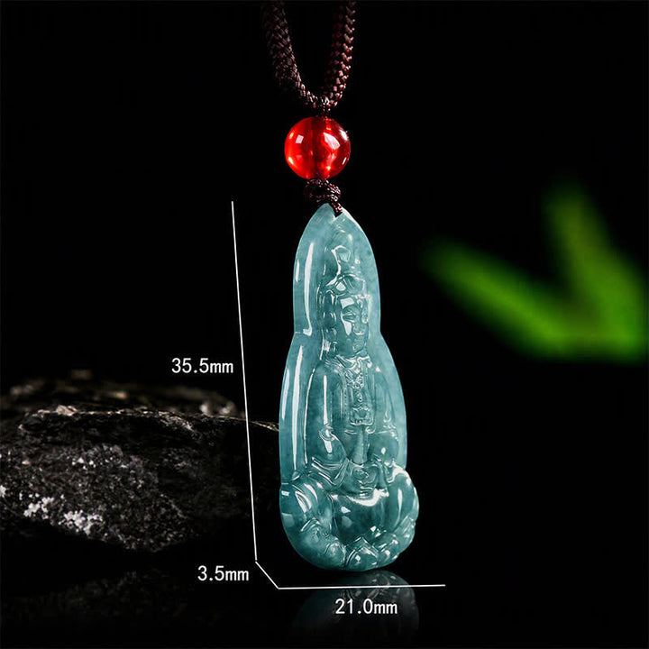 Buddha Stones Collier pendentif en jade sculpté représentant Avalokiteshvara, symbole de chance et de compassion - image 8