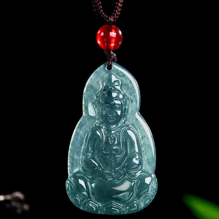 Buddha Stones Collier pendentif en jade sculpté représentant Avalokiteshvara, symbole de chance et de compassion - image 10