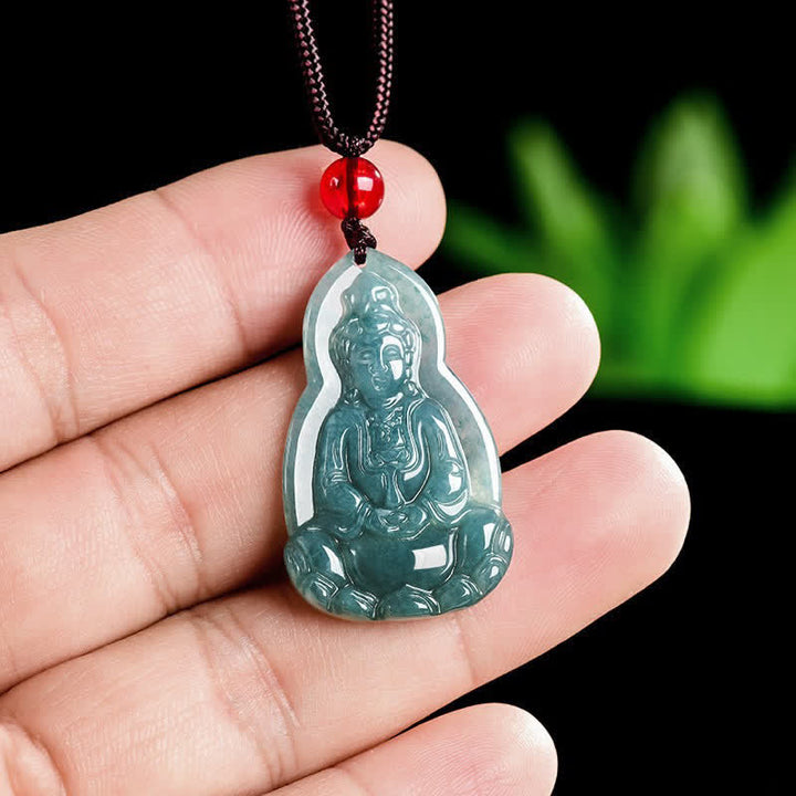 Buddha Stones Collier pendentif en jade sculpté représentant Avalokiteshvara, symbole de chance et de compassion - image 7