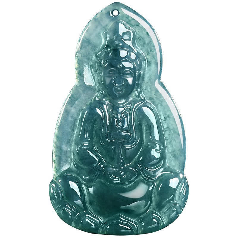 Buddha Stones Collier pendentif en jade sculpté représentant Avalokiteshvara, symbole de chance et de compassion - image 11
