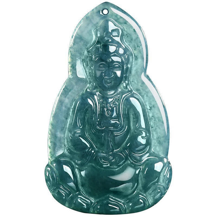 Buddha Stones Collier pendentif en jade sculpté représentant Avalokiteshvara, symbole de chance et de compassion - image 11