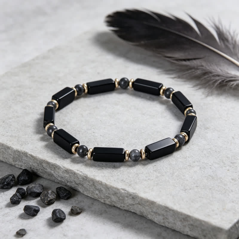Buddha Stones Bracelet de protection en onyx noir avec perle en cuivre - image 3
