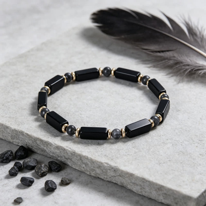 Buddha Stones Bracelet de protection en onyx noir avec perle en cuivre - image 3