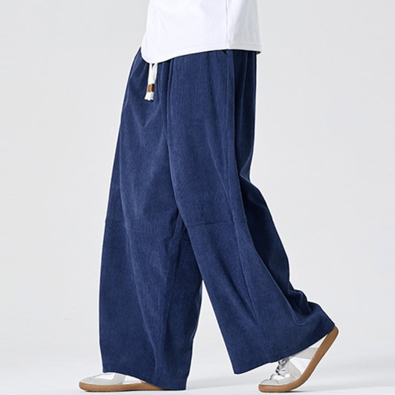 Buddha Stones Pantalon long en velours côtelé uni à cordon de serrage et poches, idéal pour l'automne et l'hiver. - image 1