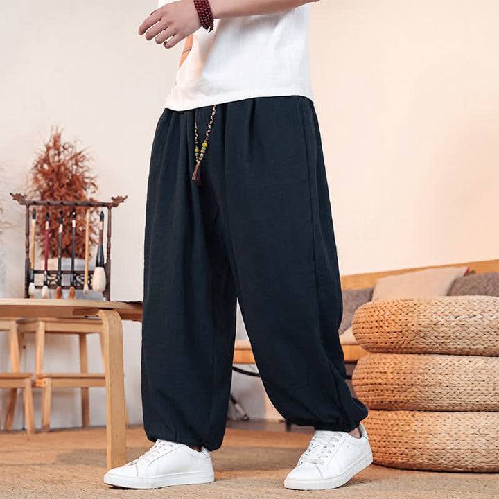 Buddha Stones Pantalon court uni décontracté printemps-été à cordon de serrage, coupe droite, avec poches - Marine - US/UK/AU46, EU56 (5XL) - image 27