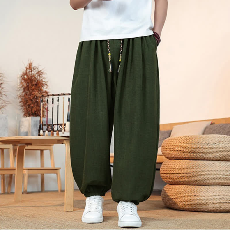 Buddha Stones Pantalon court uni décontracté printemps-été à cordon de serrage, coupe droite, avec poches - image 19