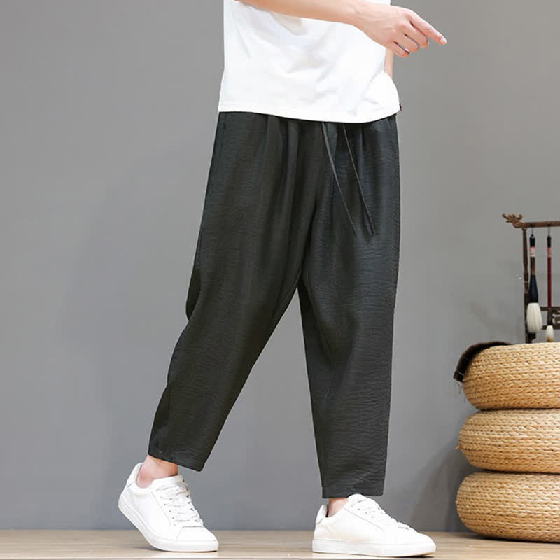 Buddha Stones Pantalon sarouel homme décontracté, minimaliste, à cordon de serrage, avec poches, idéal pour le printemps et l'été. - image 1