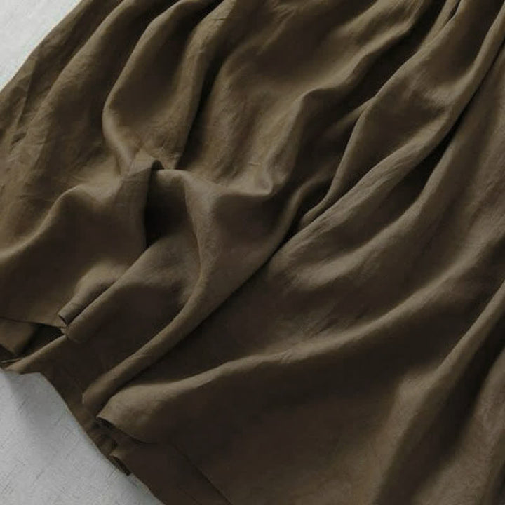 Buddha Stones Robe printemps-été minimaliste et élégante à manches courtes et col en V, avec poche - image 6
