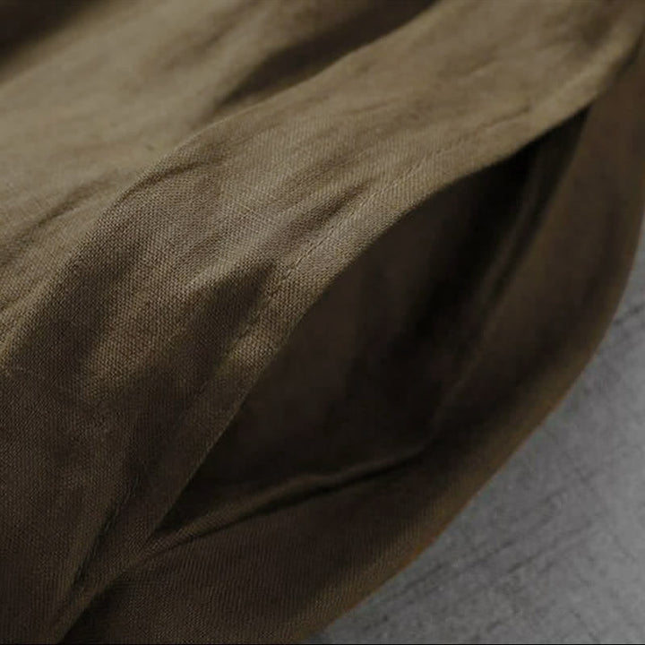 Buddha Stones Robe printemps-été minimaliste et élégante à manches courtes et col en V, avec poche - image 7