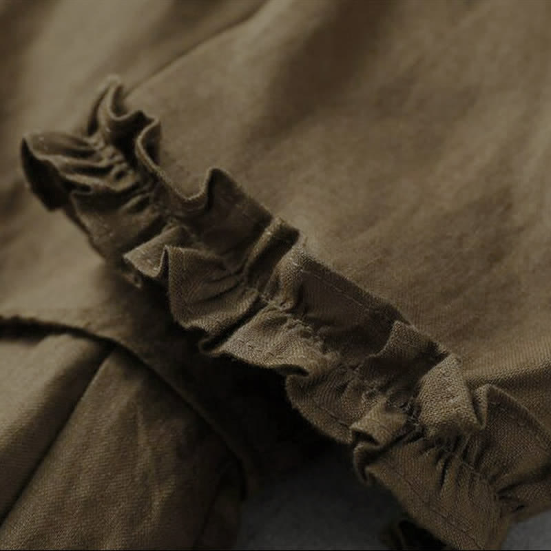 Buddha Stones Robe printemps-été minimaliste et élégante à manches courtes et col en V, avec poche - image 8