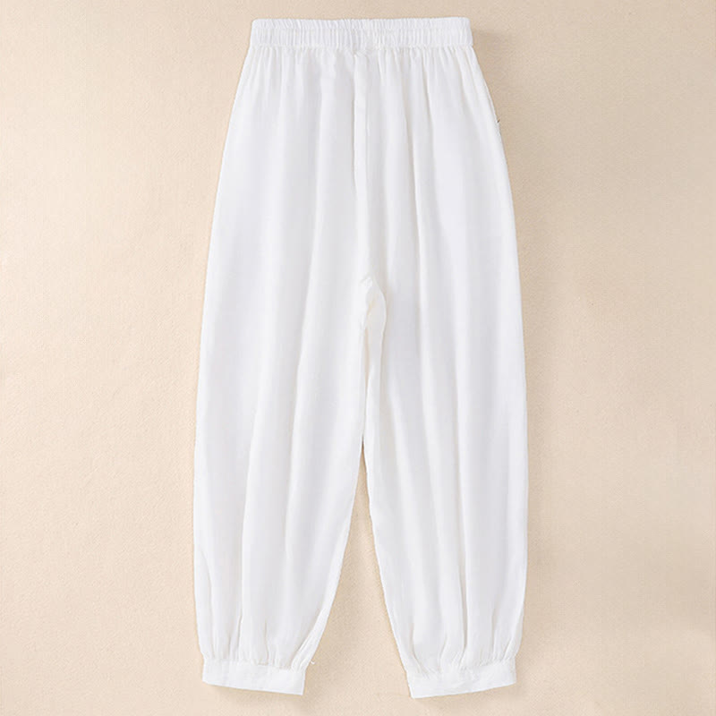 Buddha Stones Pantalon court basique décontracté printemps-été, style sarouel, avec poches - image 21