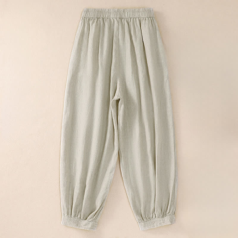 Buddha Stones Pantalon court basique décontracté printemps-été, style sarouel, avec poches - image 16