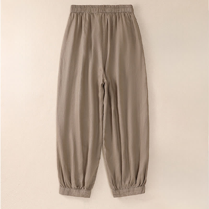 Buddha Stones Pantalon court basique décontracté printemps-été, style sarouel, avec poches - image 1