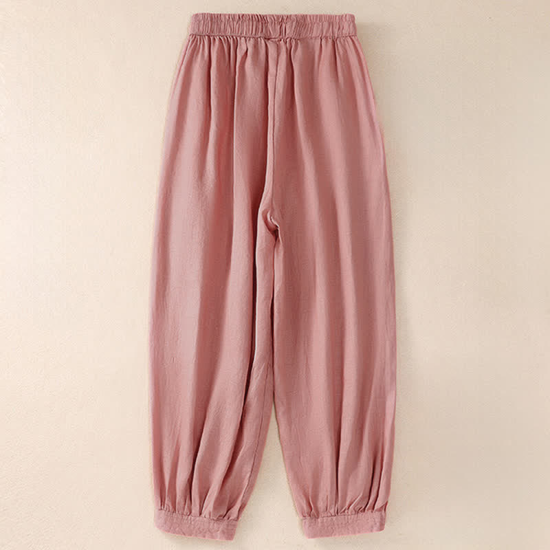 Buddha Stones Pantalon court basique décontracté printemps-été, style sarouel, avec poches - image 7