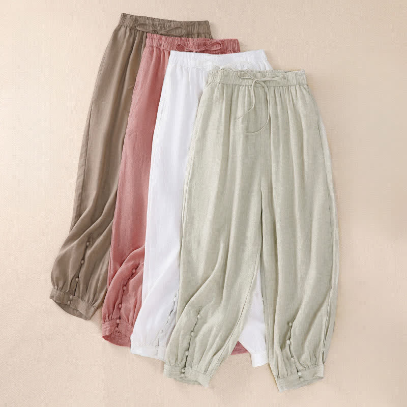Buddha Stones Pantalon court basique décontracté printemps-été, style sarouel, avec poches - image 27