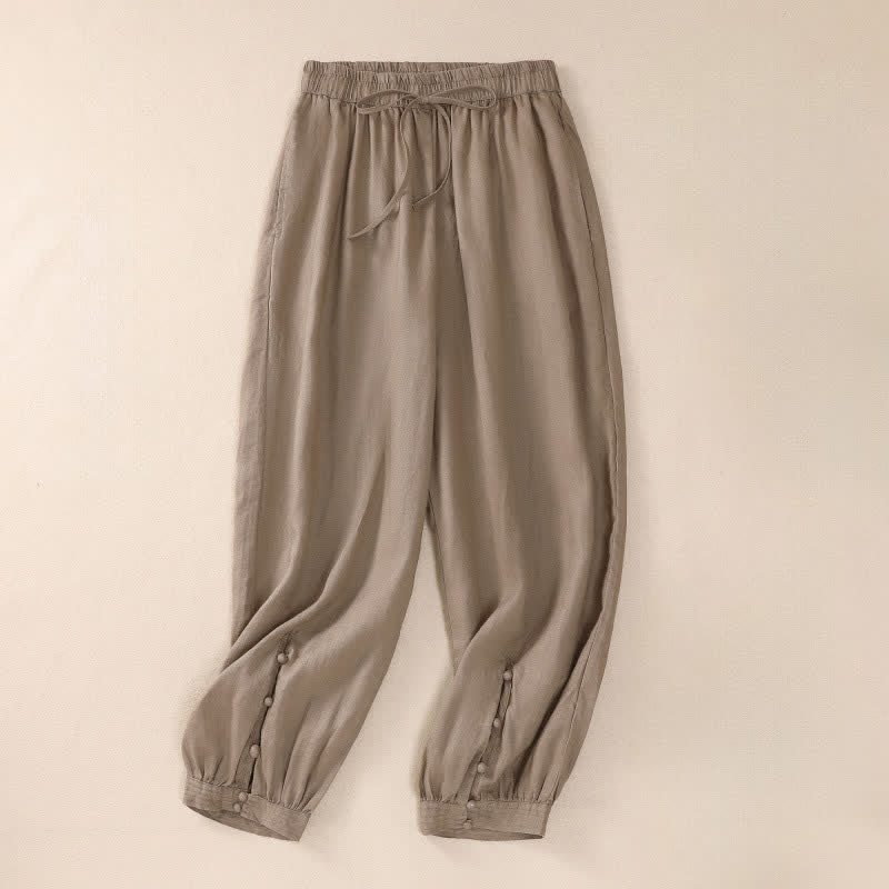 Buddha Stones Pantalon court basique décontracté printemps-été, style sarouel, avec poches - BurlyWood - US8-10, UK/AU12-14, EU40-42 (2XL) - image 0