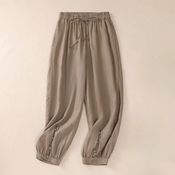 Buddha Stones Pantalon court basique décontracté printemps-été, style sarouel, avec poches - BurlyWood - US8-10, UK/AU12-14, EU40-42 (2XL) - image 0