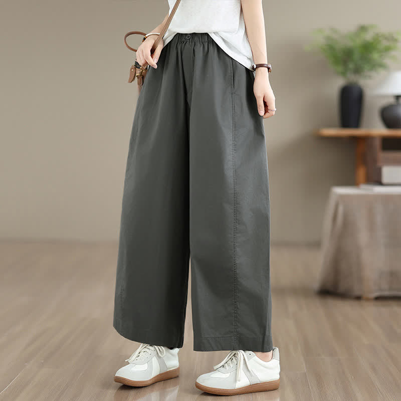 Buddha Stones Pantalon court uni simple pour femme, idéal pour le printemps et l'été, jambes larges et poches - Gris sombre - US8-10, UK/AU12-14, EU40-42 (XL) - image 0