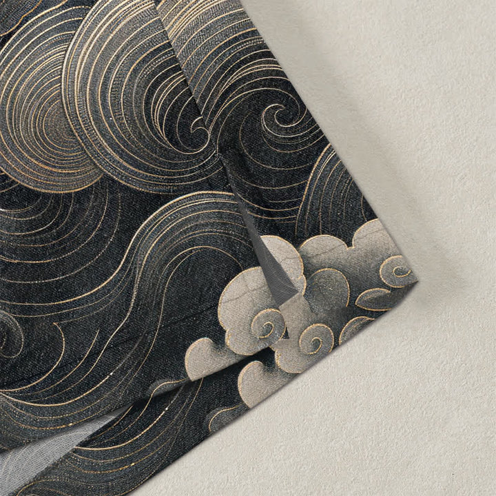 Buddha Stones Kimono pour homme en coton à motif de nuage de dragon doré, ouvert sur le devant - image 4