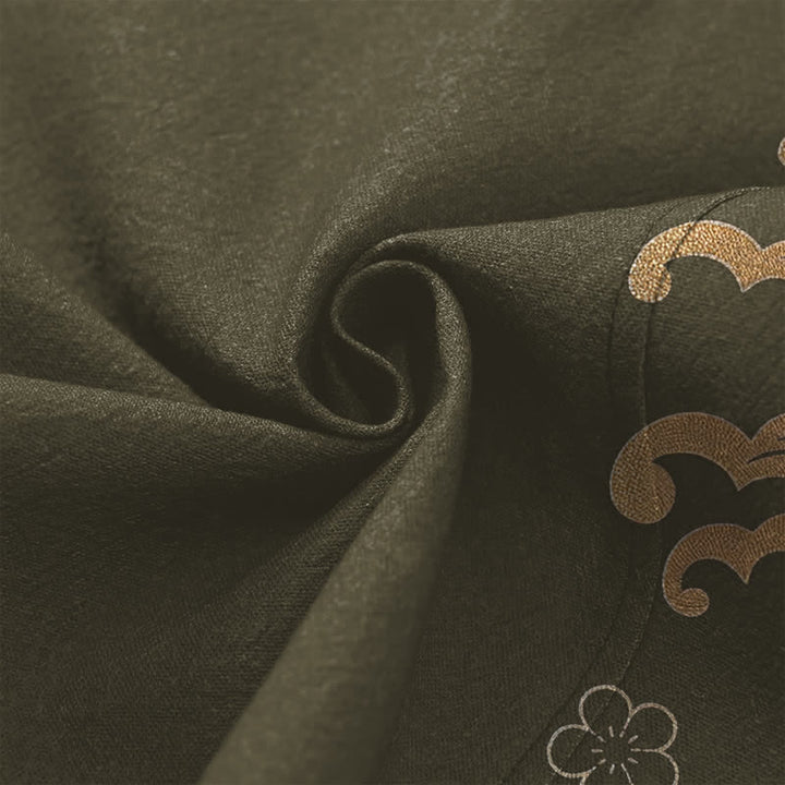 Buddha Stones Kimono pour homme en coton à motif floral de carpes koï dorées, ouvert sur le devant - image 5