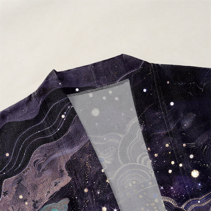Buddha Stones Kimono pour homme en coton à motif mandala galactique ouvert sur le devant - image 3