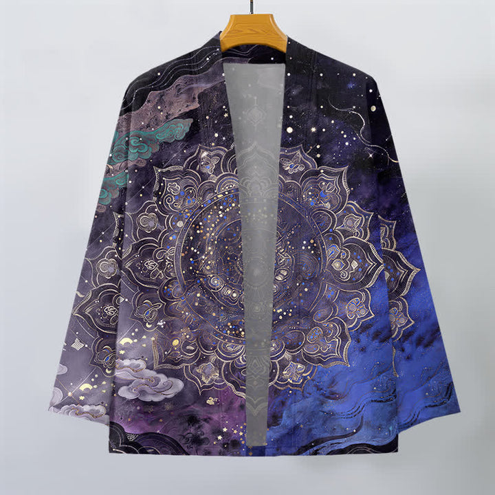 Buddha Stones Kimono pour homme en coton à motif mandala galactique ouvert sur le devant - image 1