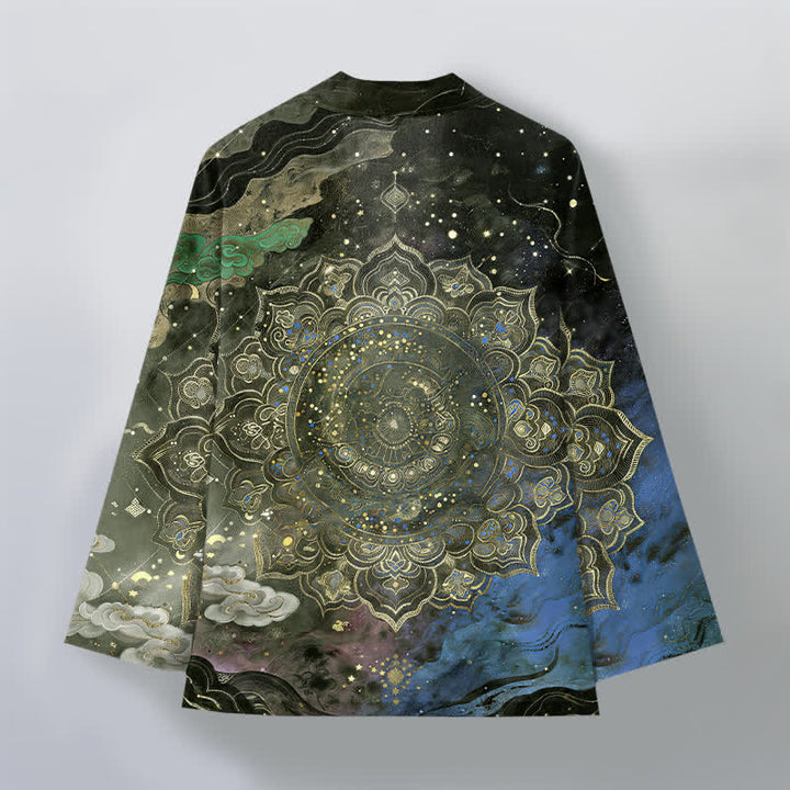 Buddha Stones Kimono pour homme en coton à motif mandala galactique ouvert sur le devant - image 8