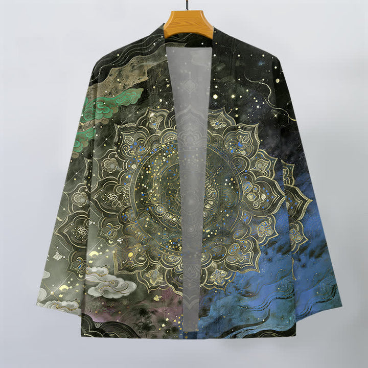 Buddha Stones Kimono pour homme en coton à motif mandala galactique ouvert sur le devant - image 7