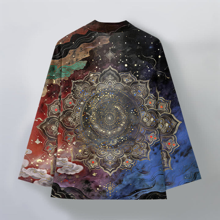 Buddha Stones Kimono pour homme en coton à motif mandala galactique ouvert sur le devant - image 11