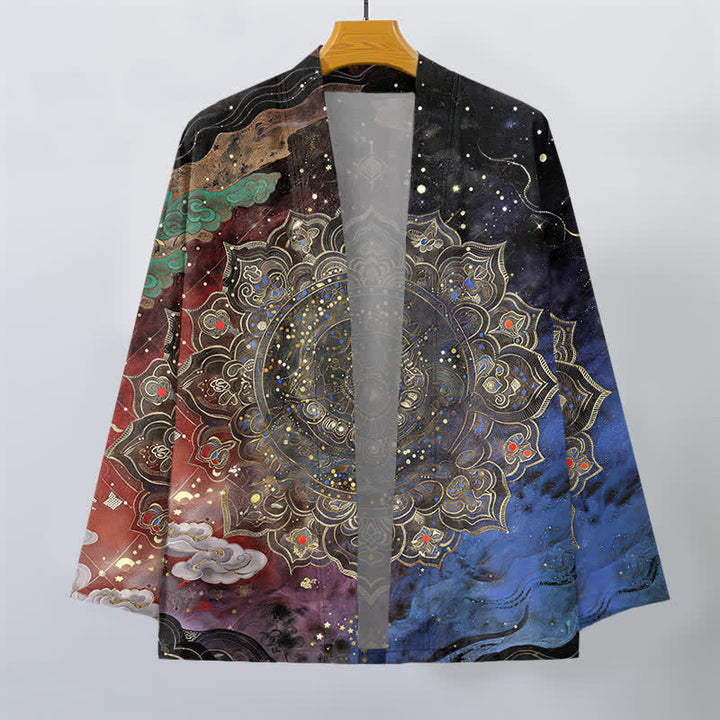 Buddha Stones Kimono pour homme en coton à motif mandala galactique ouvert sur le devant - image 10