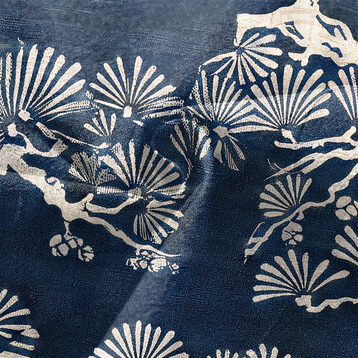Buddha Stones Kimono pour homme à motif éventail de branches de pin et de coton, ouvert sur le devant - image 5