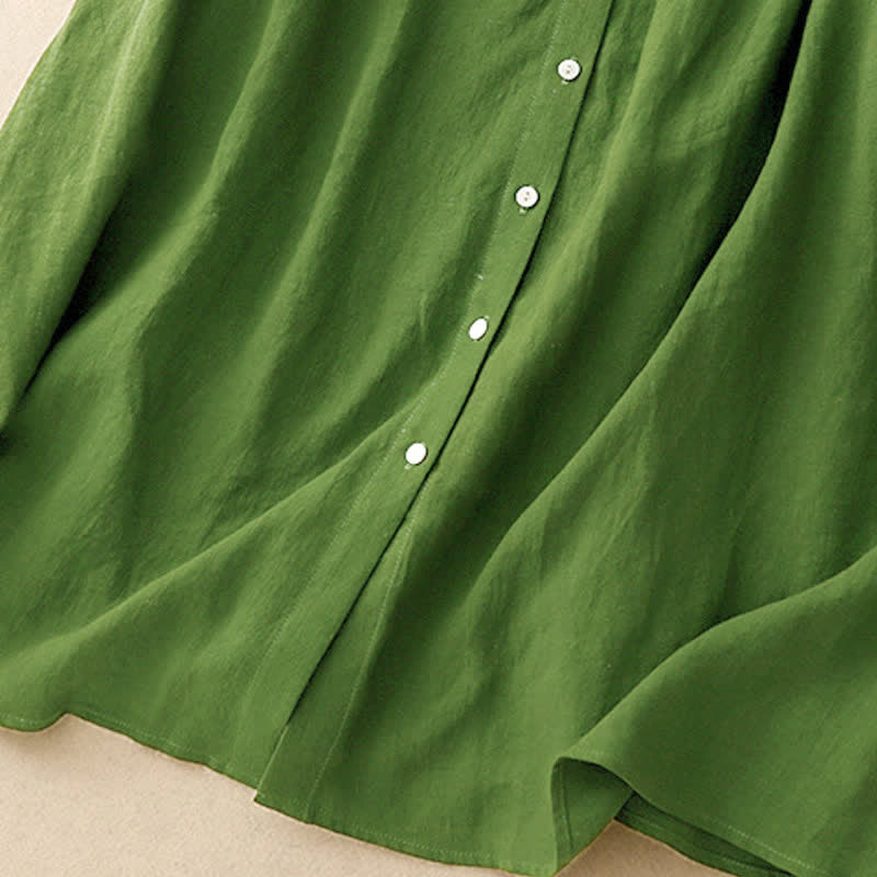Robe midi d'été en coton uni à lacets et boutons sur le devant, sans manches, Buddha Stones - image 12