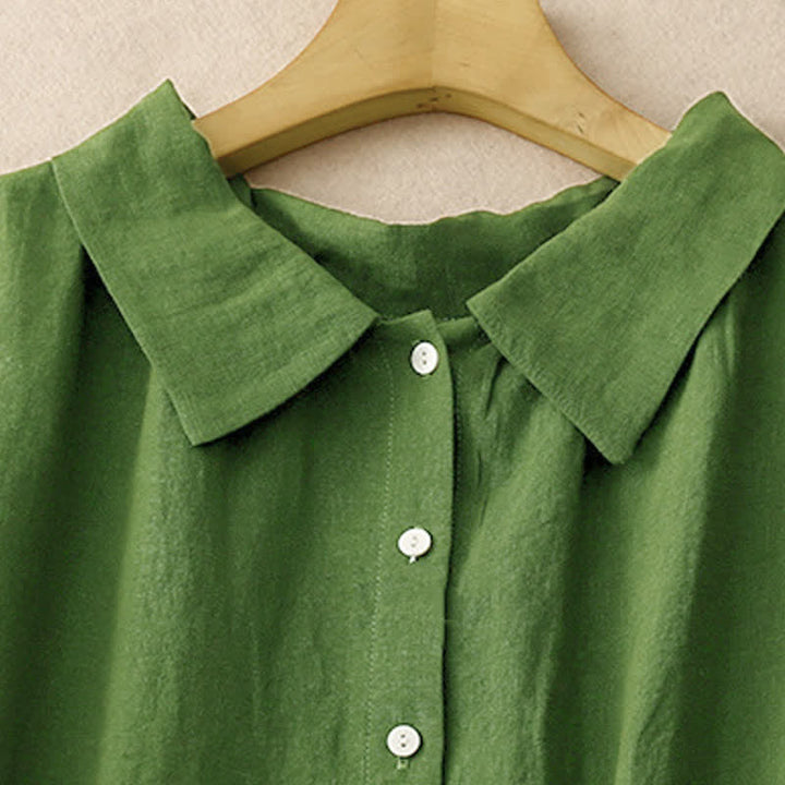Robe midi d'été en coton uni à lacets et boutons sur le devant, sans manches, Buddha Stones - image 9